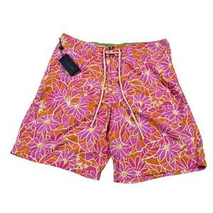 Lilly Pulitzer Longboard Trunk Mens 36 Orange Pink Floral Swim Board Shorts NEW